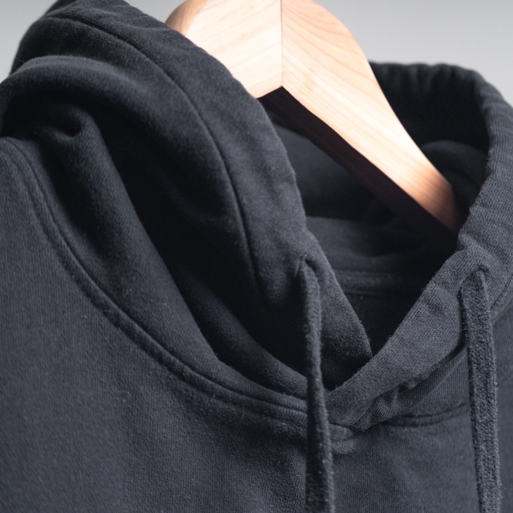 AllSaints Men’s Lg Hoodie Raven Black Pullover French Terry Pocket LS Sweatshirt - Picture 7 of 16